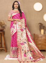Silk Pink Traditional Wear Paithani Saree